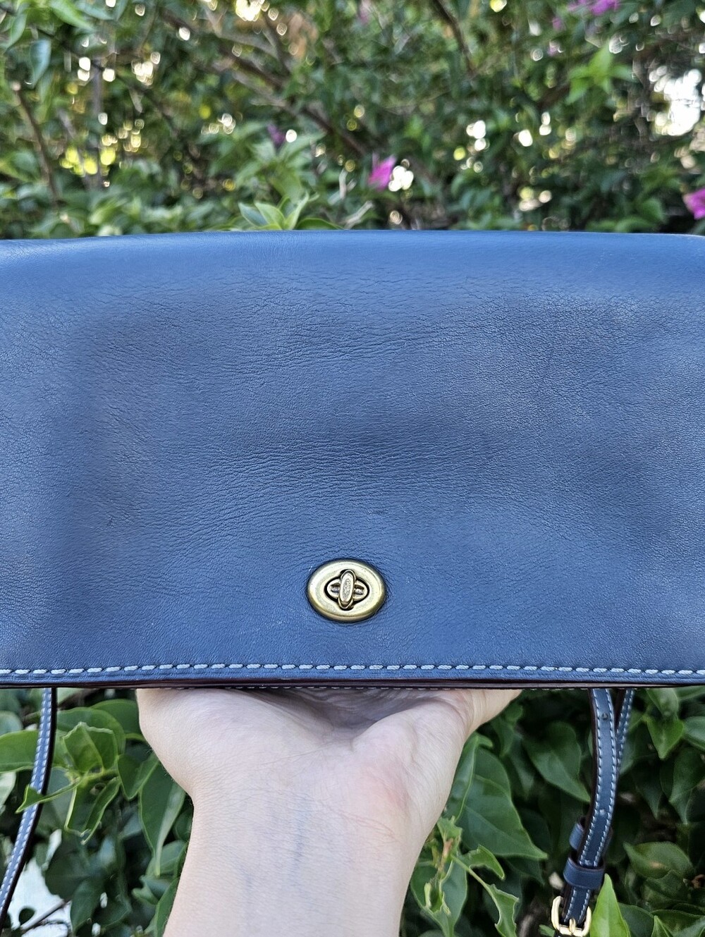 Coach 1941 Dinky DK-20215 Dark Denim Blue Glovetanned Leather Crossbody Bag